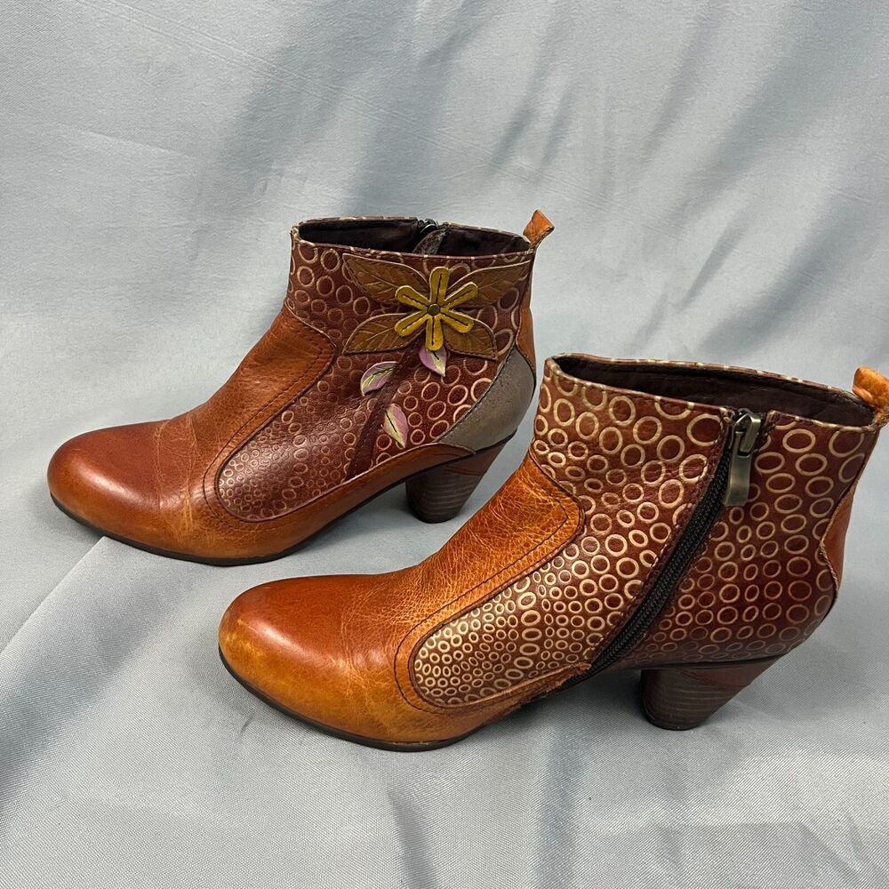 L’Artiste Brown Leather Boots‎ Womens Sz 6.5 Artsy Statement Espresso Fall Style - Picture 2 of 9